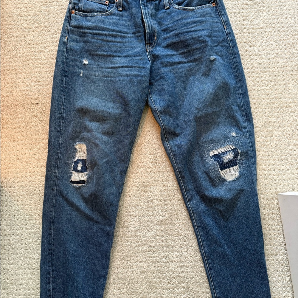 J. Crew Blue Relaxed Fit Jeans with Distressed Details